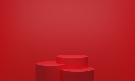 red podium in the red room.3d rendering.の写真素材