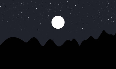 landscape of mountain in the night in winterのイラスト素材