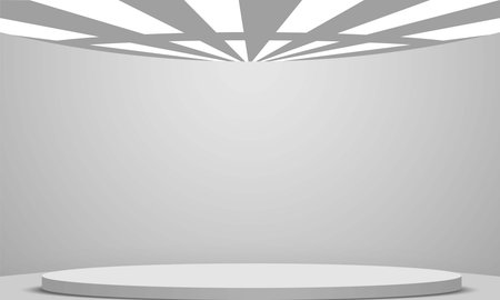white cylinder stand in the white studio roomのイラスト素材