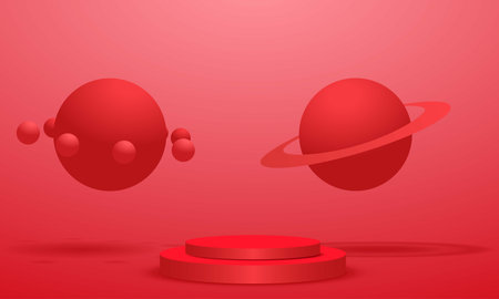 red podium in the red roomのイラスト素材