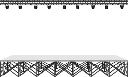 white stage and speaker with spotlight on the truss system on the white backgroundのイラスト素材