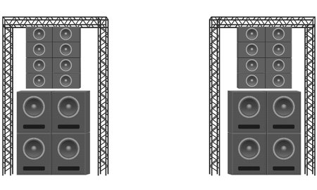 speaker with spotlight on the truss system on the white backgroundのイラスト素材