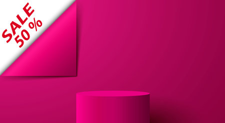 pink podium with sale text blackground in the pink roomのイラスト素材