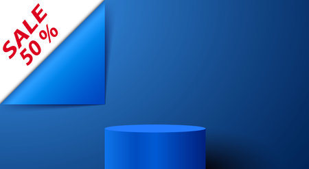 blue podium with sale text blackground in the blue roomのイラスト素材