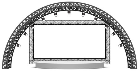 white stage and speaker with spotlight on the truss system on the white backgroundのイラスト素材