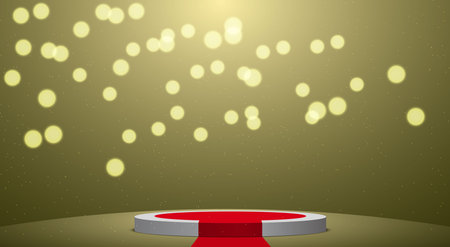 white podium and gold light in the studio roomのイラスト素材