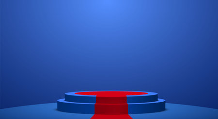 blue podium with sale text blackground in the blue roomのイラスト素材