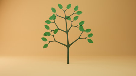 paper tree on studio room.3d rendering.の写真素材
