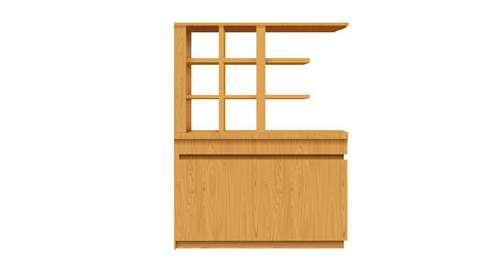 wooden showcase cabinet on the white backgroundのイラスト素材