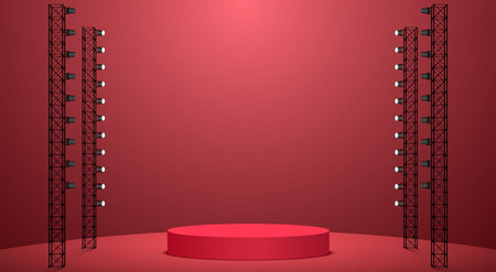 red podium with sale text background in the red roomのイラスト素材