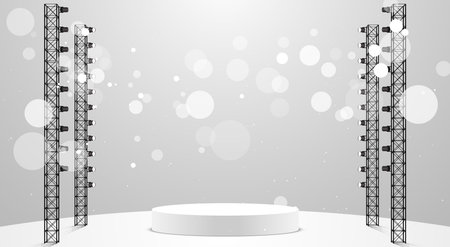 white podium and spotlight in white studio use as backgroundのイラスト素材