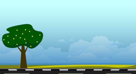 landscape of road at the beach in summerのイラスト素材