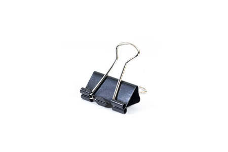 black paper clip on white isolate backgroundの写真素材
