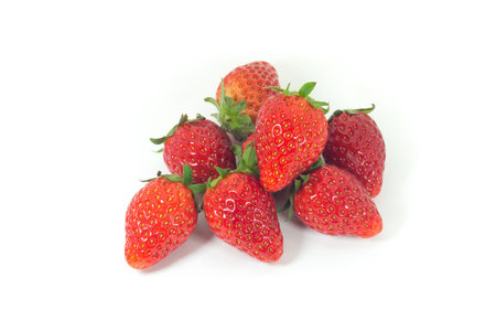 Strawberries isolated on white background (fruit)の写真素材