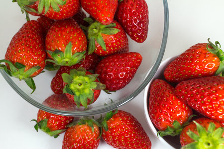 Strawberries isolated on white background (fruit)の写真素材