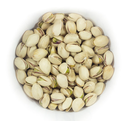 Pistachios nuts with white backgroundの写真素材