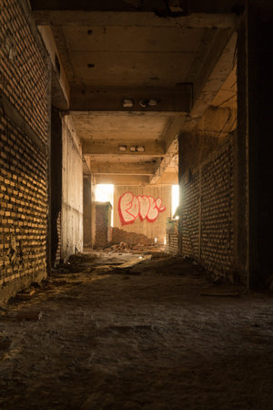 Lost tower. Abandoned construction abandoned wall ruinの写真素材