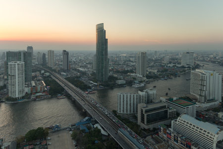 Sunset view of Bangkok Thailandのeditorial素材