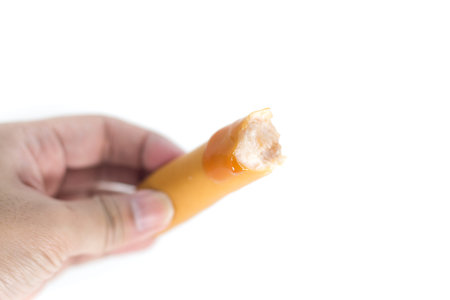 chicken sausages with tomato sauceの写真素材