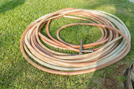 Watering garden hoseの写真素材