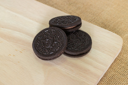 Chocolate cream cookiesの写真素材