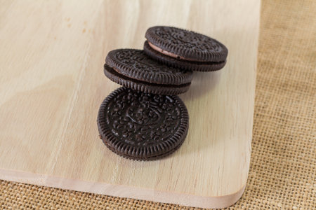 Chocolate cream cookiesの写真素材
