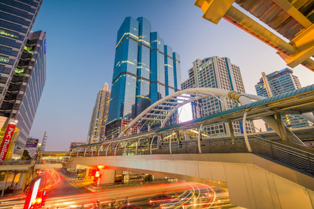 Public skywalk with office building - Marchl 15 2015 :  Public skywalk with Building architecture...