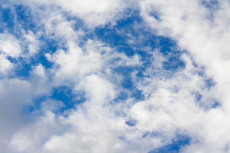 Sky clouds background, Blue sky in good weather days.の写真素材