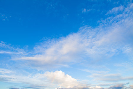 Panorama shot of blue sky and clouds in good weather daysの写真素材
