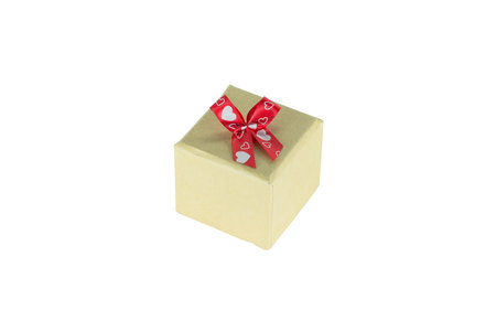 New year gift box or christmas paper box and isolated on white backgroundの写真素材