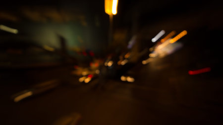Blurred image of lights during the night car light