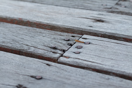 Brown wood plank wall texture background (soft focus)の写真素材