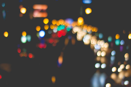 Blur image of car light and traffic in the city for abstract backgroundの写真素材