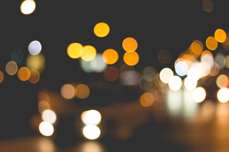 Abstract background of  blur lighting during traffic jamの写真素材