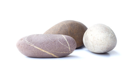 Pebbles stone, heap of stones isolated on white background, sea pebbleの写真素材
