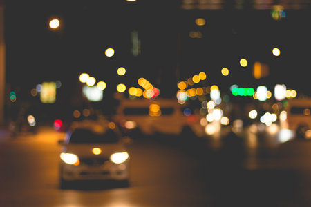 Abstract background of  blur lighting during traffic jamの写真素材