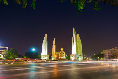 Thailand democracy monument ( Anusawari Prachathipatai ) public monument in the centre of Bangkok capital of Thailandの写真素材