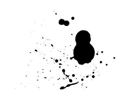 Abstract black watercolor paint splash background. black watercolor splash isolated on whiteの写真素材