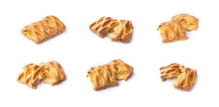collection set of crispy pineapple pie isolated on white backgroundの写真素材