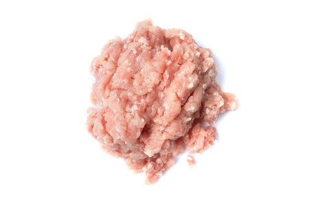 picture of fresh Ground Pork Meat for cooking isolated  on white backgroundの写真素材
