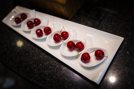 Picture of sweet cherry for dessert appetizer in luxury restaurantの写真素材