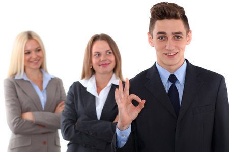 Group of business people, ok hand signの写真素材