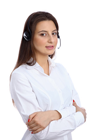 Support  phone operator in headsetの写真素材