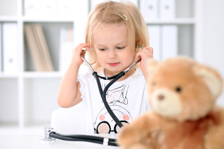 Little girl after health examiningの写真素材