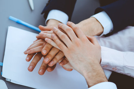 Business people group joining hands. Teamwork or meeting conceptsの写真素材