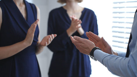 Business people clapping hands, showing support and appreciation for achievements, success, and...