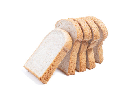 Wheat bread slide isolated on a white background
