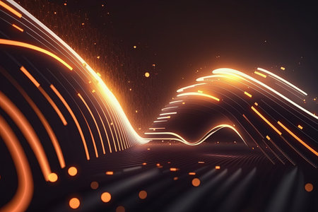 abstract, futuristic, background, gold, pink, blue, glowing, neon, moving, high speed, wave lines, bokeh lights, data transfer, concept, fantastic, wallpaper, design, technology, digital, motion, dynamic, energy, vibrant, colorful, modern, cyber, space, sci-fi, hi-tech, innovation, flowing, streaming, electronic, future, fantasy, illumination, glitter, sparkle, shiny, luxury, luminous, shimmering, illuminated, luxurious, elegant, creative, artistic, fancy, stylish,Ai Generativeの素材