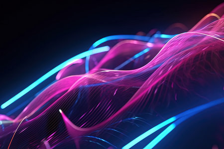 abstract futuristic background with pink blue glowing neon moving high speed wave lines and bokeh lights. Data transfer concept Fantastic wallpaperの素材