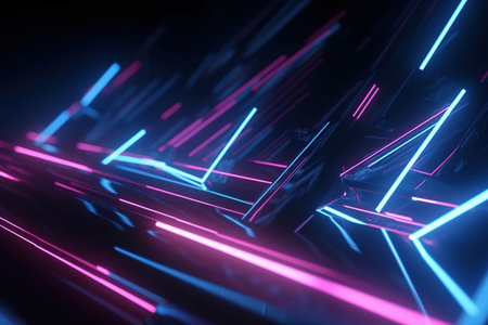 abstract futuristic background with pink blue glowing neon moving high speed wave lines and bokeh lights. Data transfer concept Fantastic wallpaperの素材
